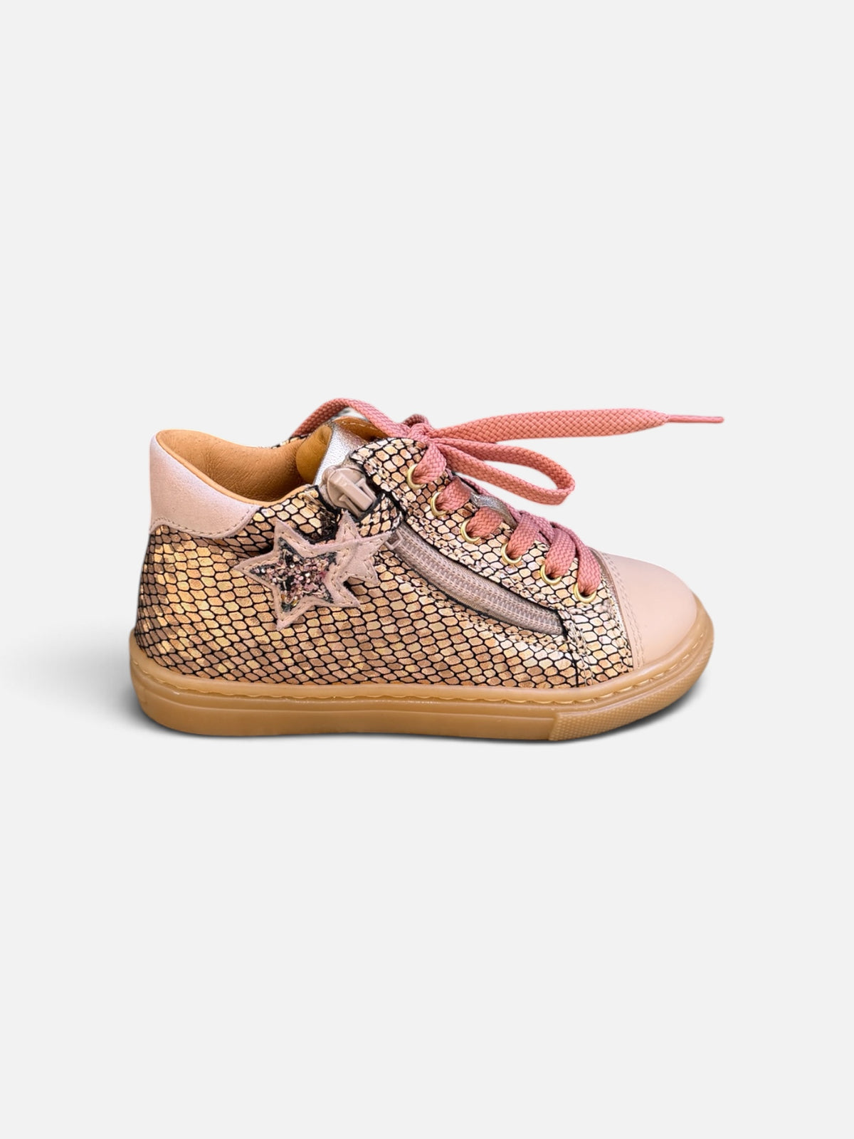 Baskets fille Babybotte Annie – Rose métallisé