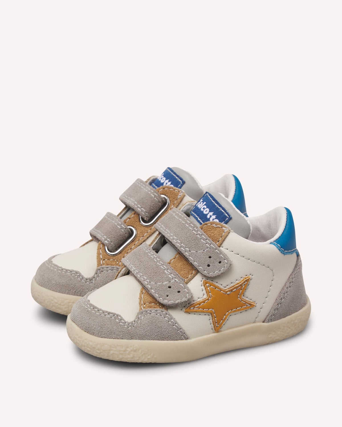 FALCOTTO – Baskets enfant Alnoite gris, écru & jaune