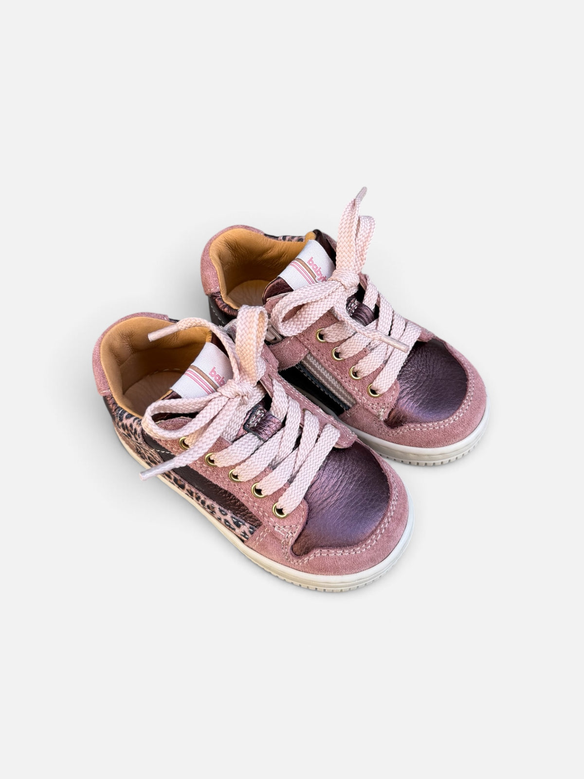 Baskets enfant Babybotte Fauve – Rose & léopard