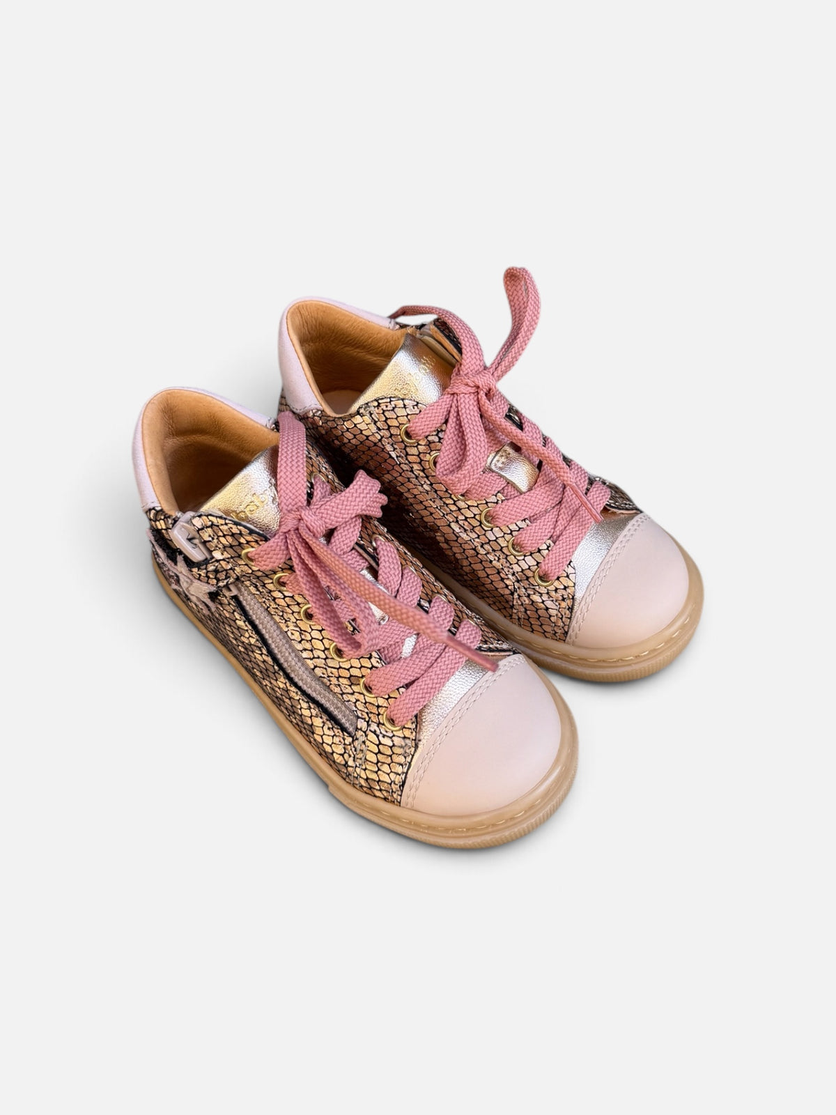 Baskets fille Babybotte Annie – Rose métallisé