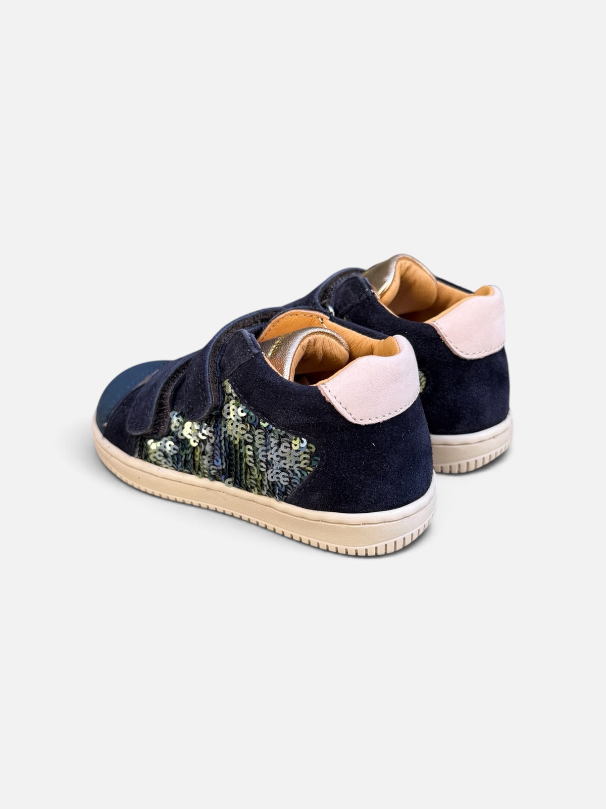 Baskets enfant Babybotte Frida Scratch – Marine & sequins