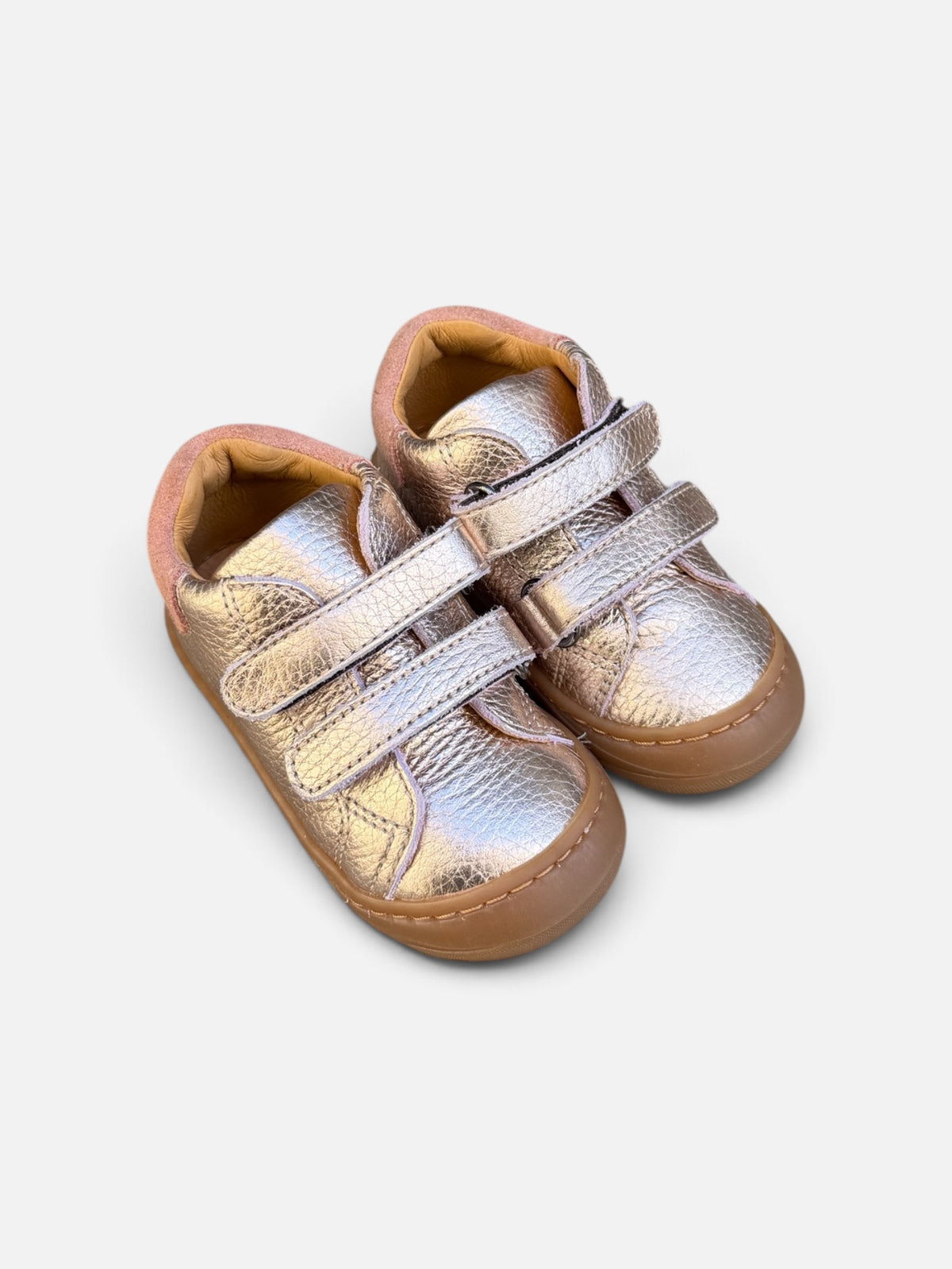 Chaussures premiers pas Babybotte Argo Scratch – Rose métallisé