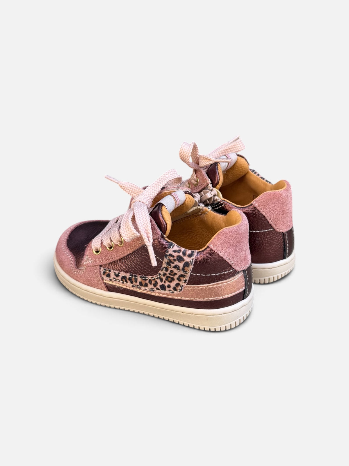 Baskets enfant Babybotte Fauve – Rose & léopard