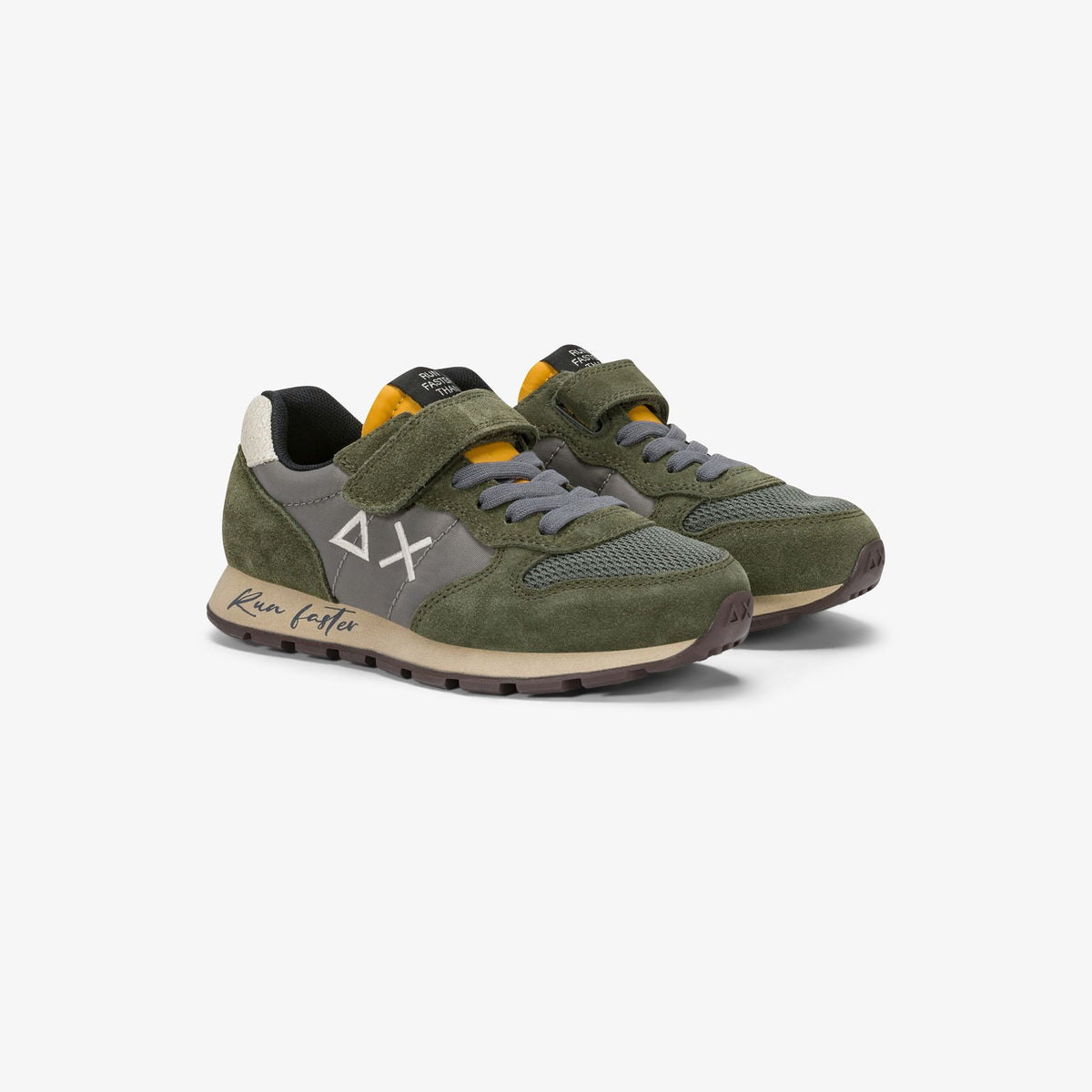 SUN68 – Baskets enfant kaki, gris & jaune