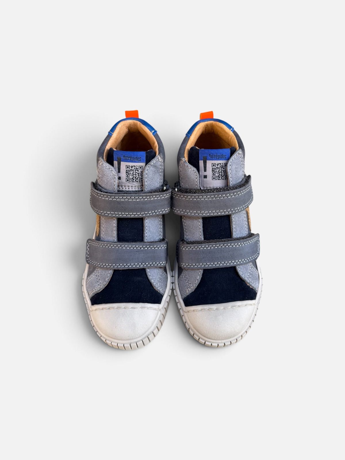 Baskets montantes enfant Babybotte Karlos Scratch – Gris & Marine