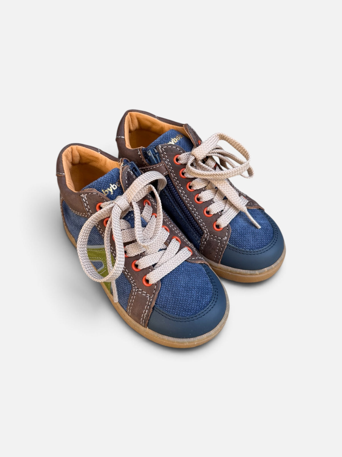Baskets garçon Babybotte Ailefan – Bleu, marron & kaki