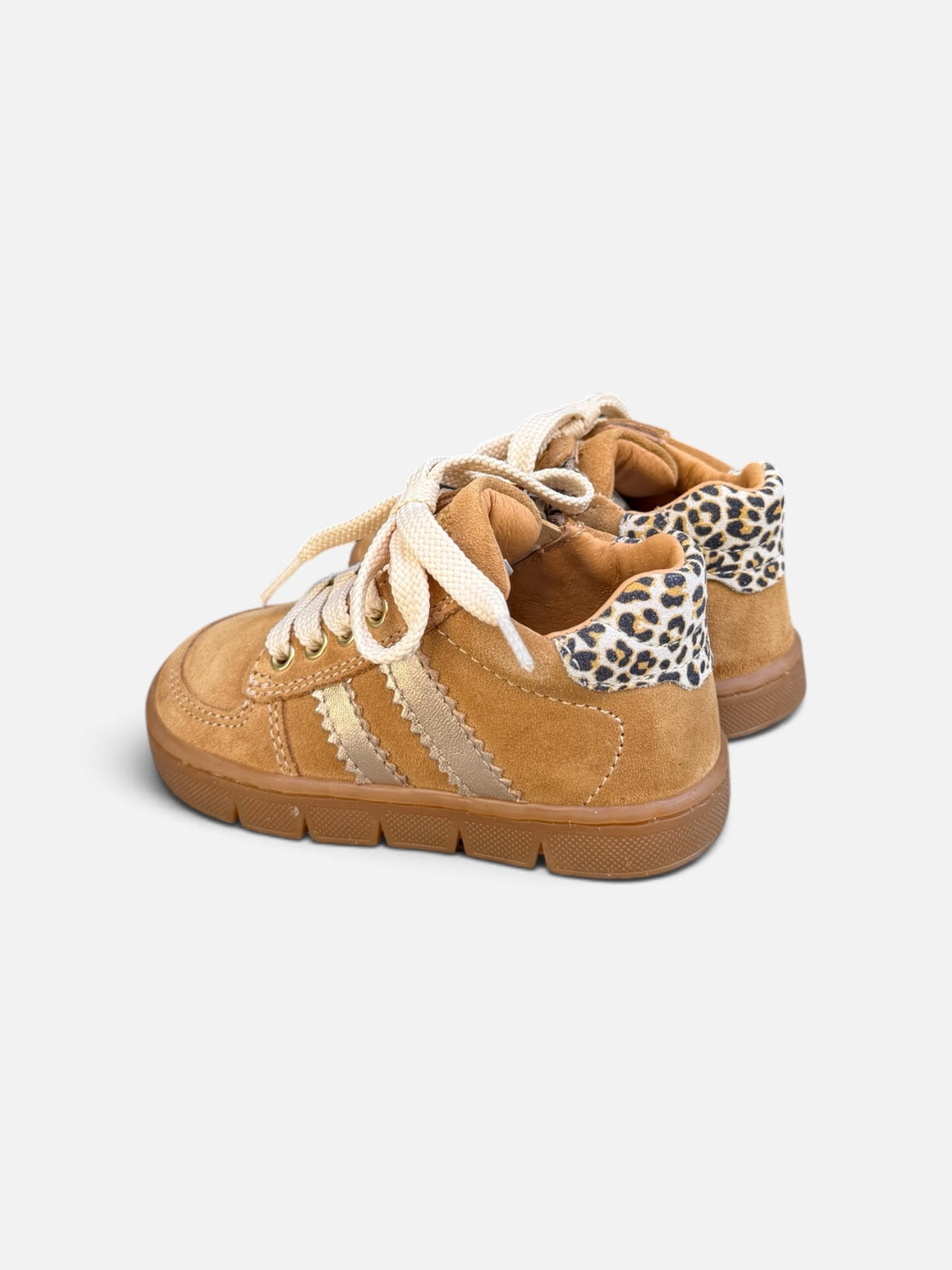 Baskets enfant Babybotte Farella – Camel & Léopard