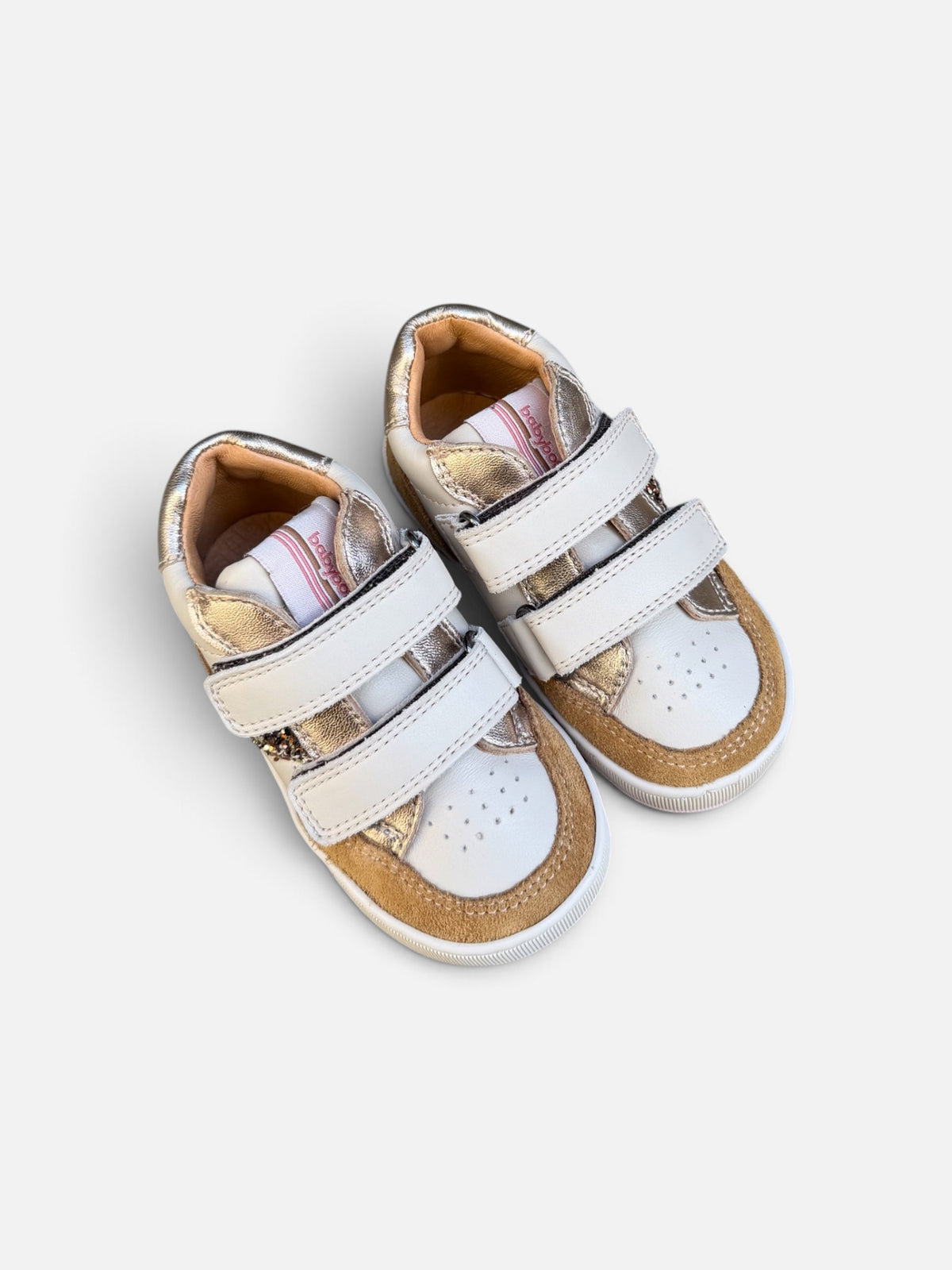 Baskets enfant Babybotte Formidable Scratch – Beige, camel & doré