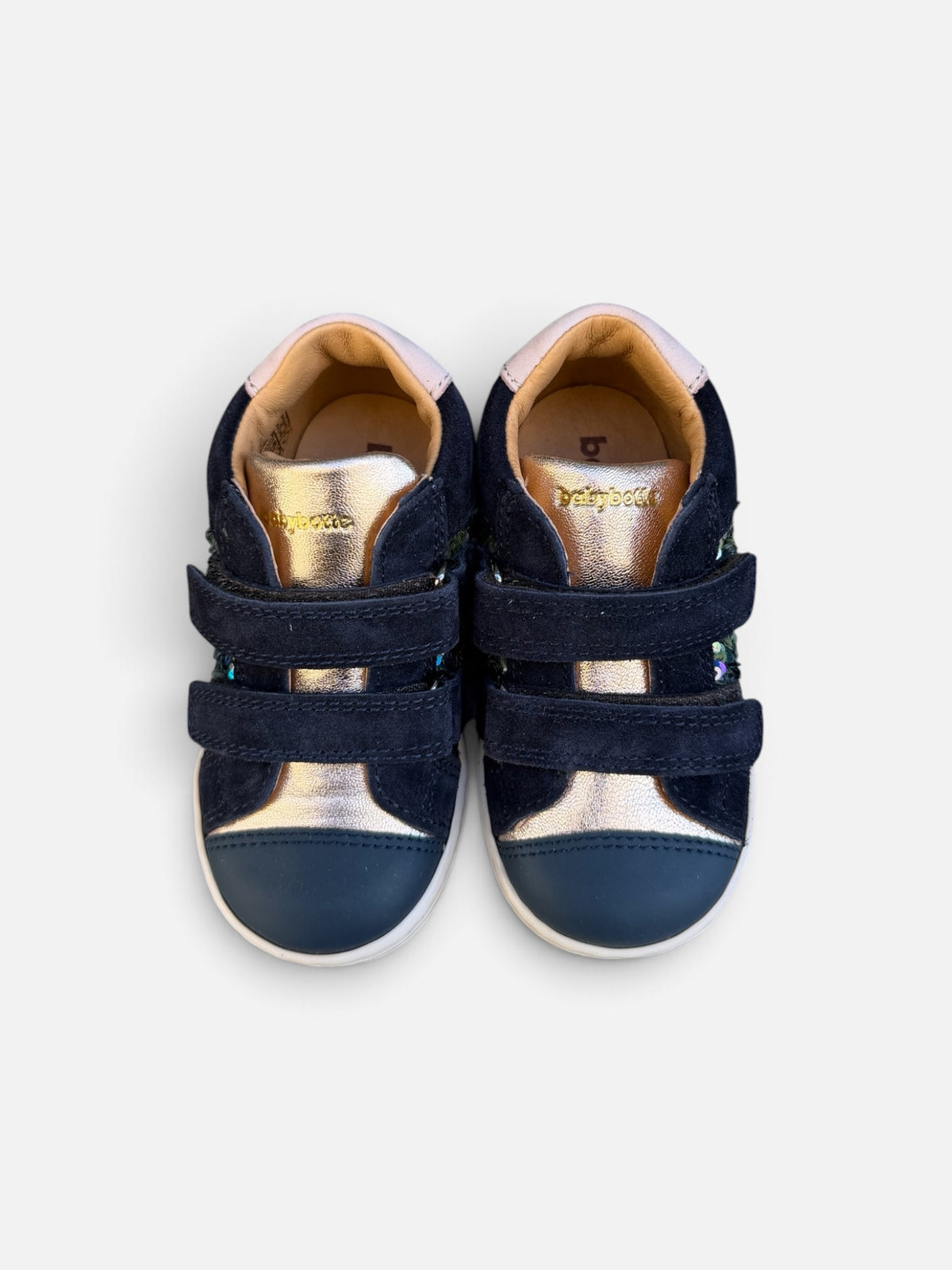Baskets enfant Babybotte Frida Scratch – Marine & sequins