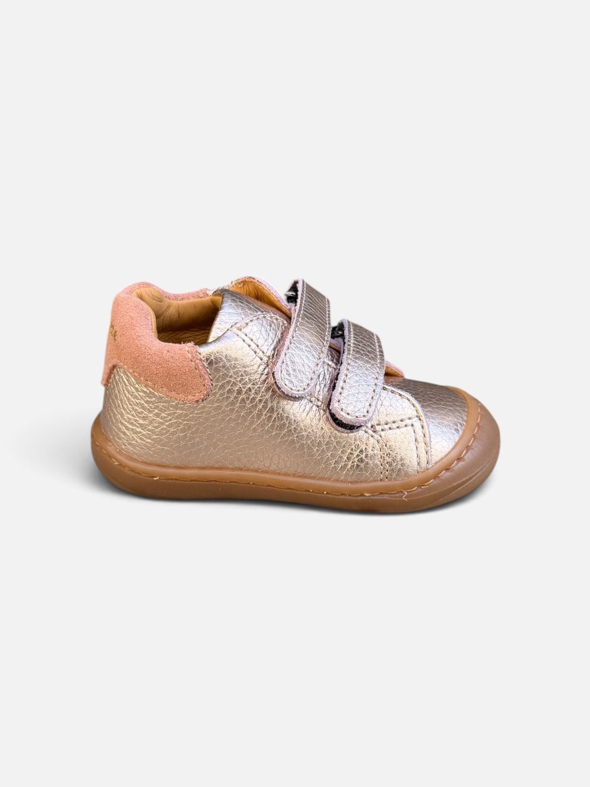 Chaussures premiers pas Babybotte Argo Scratch – Rose métallisé