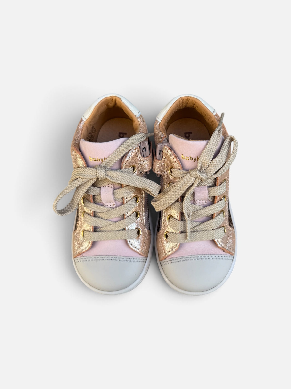 Baskets enfant Babybotte Frida – Rose poudré & doré