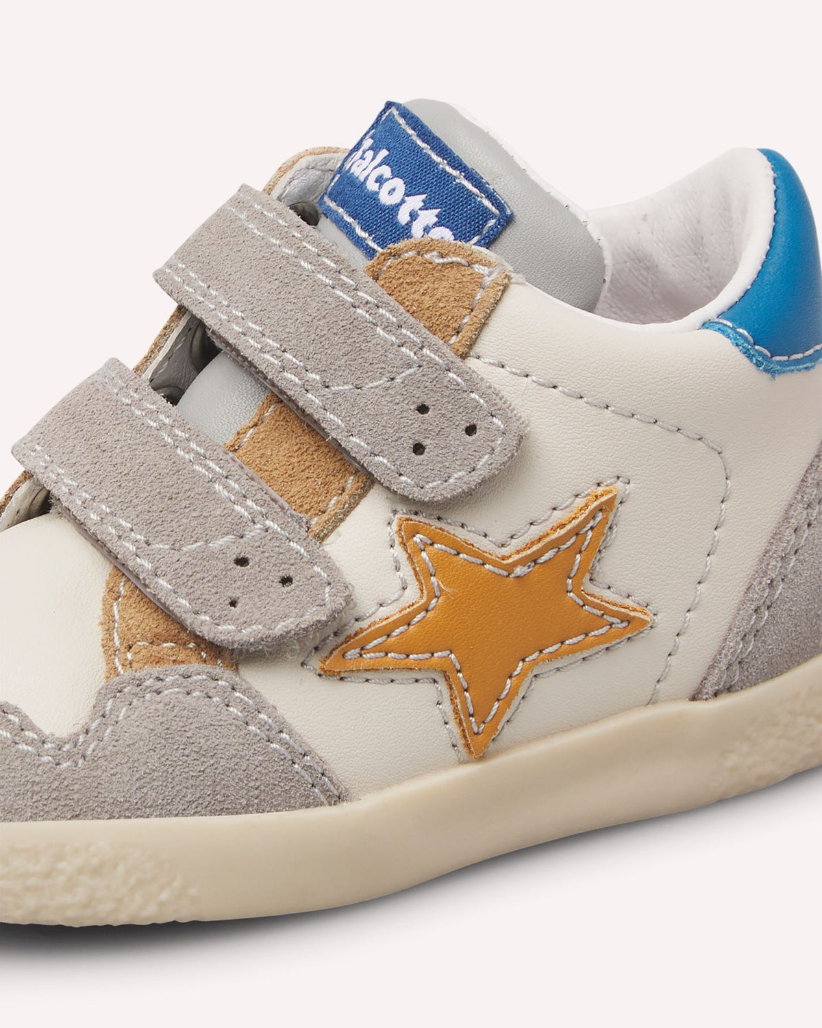 FALCOTTO – Baskets enfant Alnoite gris, écru & jaune