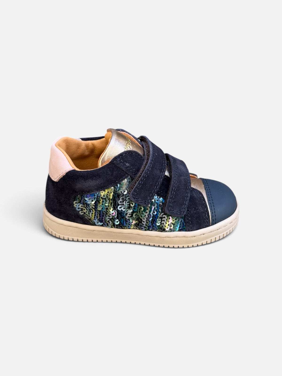 Baskets enfant Babybotte Frida Scratch – Marine & sequins