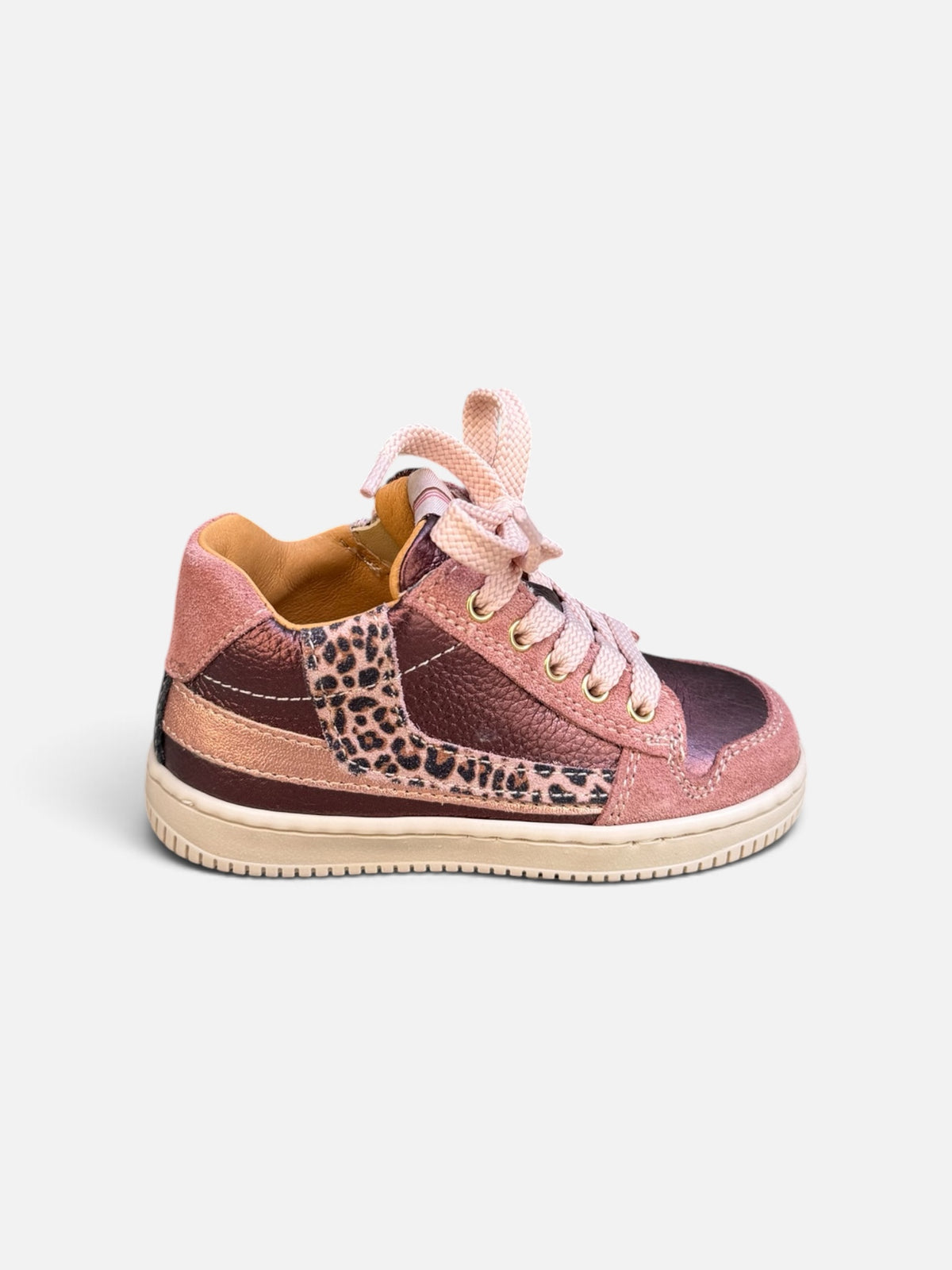 Baskets enfant Babybotte Fauve – Rose & léopard