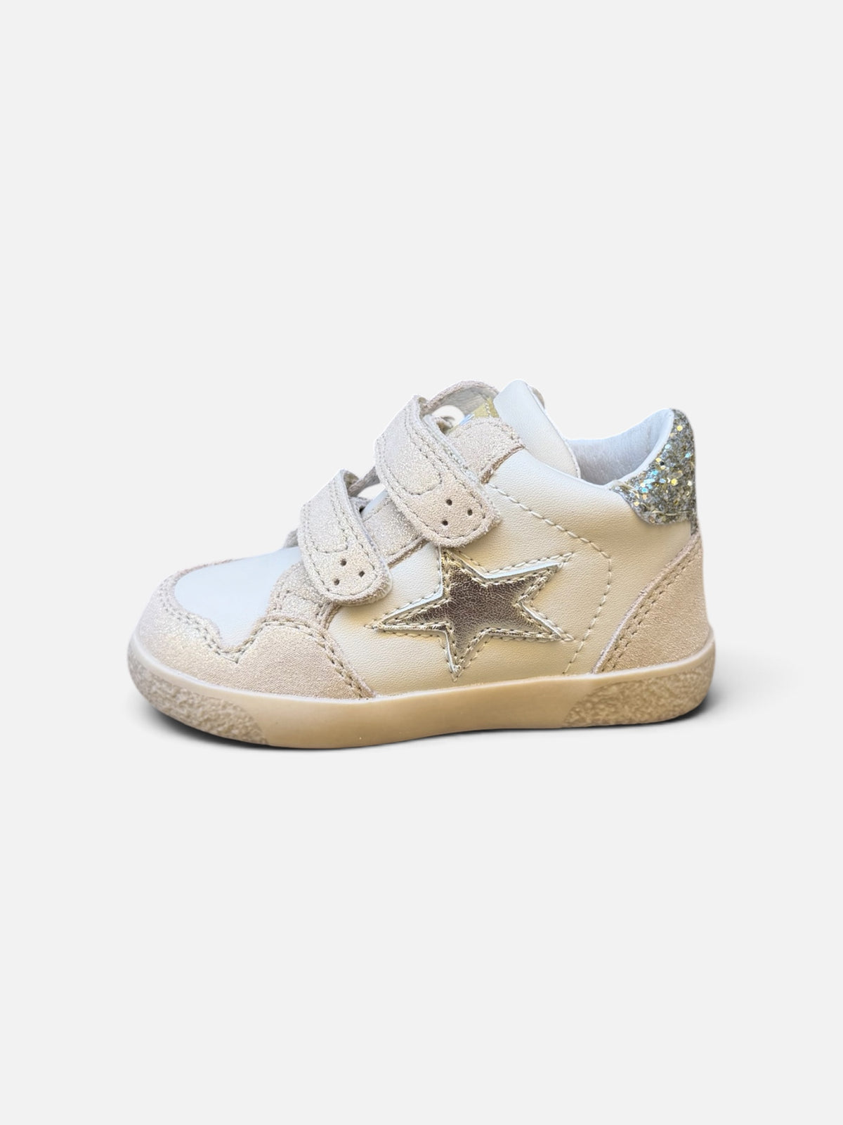 FALCOTTO – Baskets enfant Alnoite écru & doré