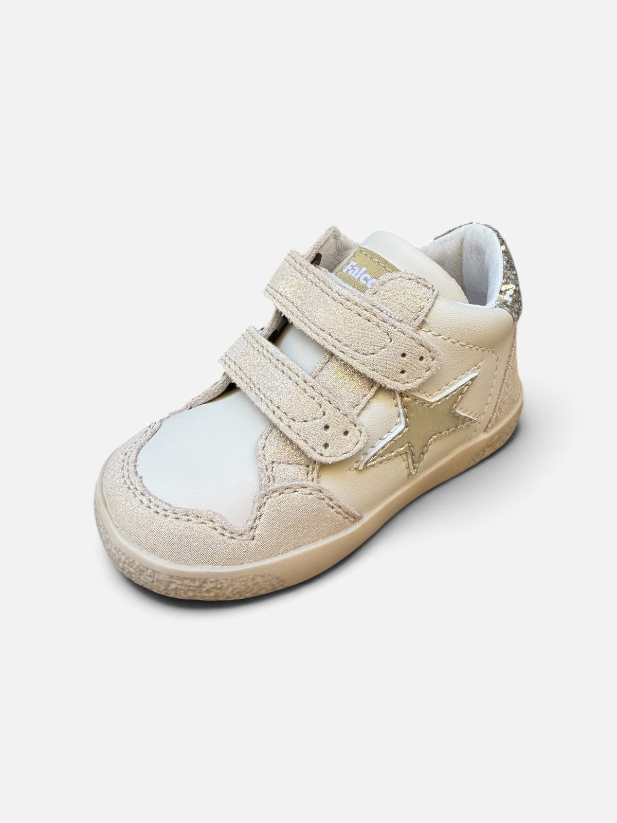 FALCOTTO – Baskets enfant Alnoite écru & doré