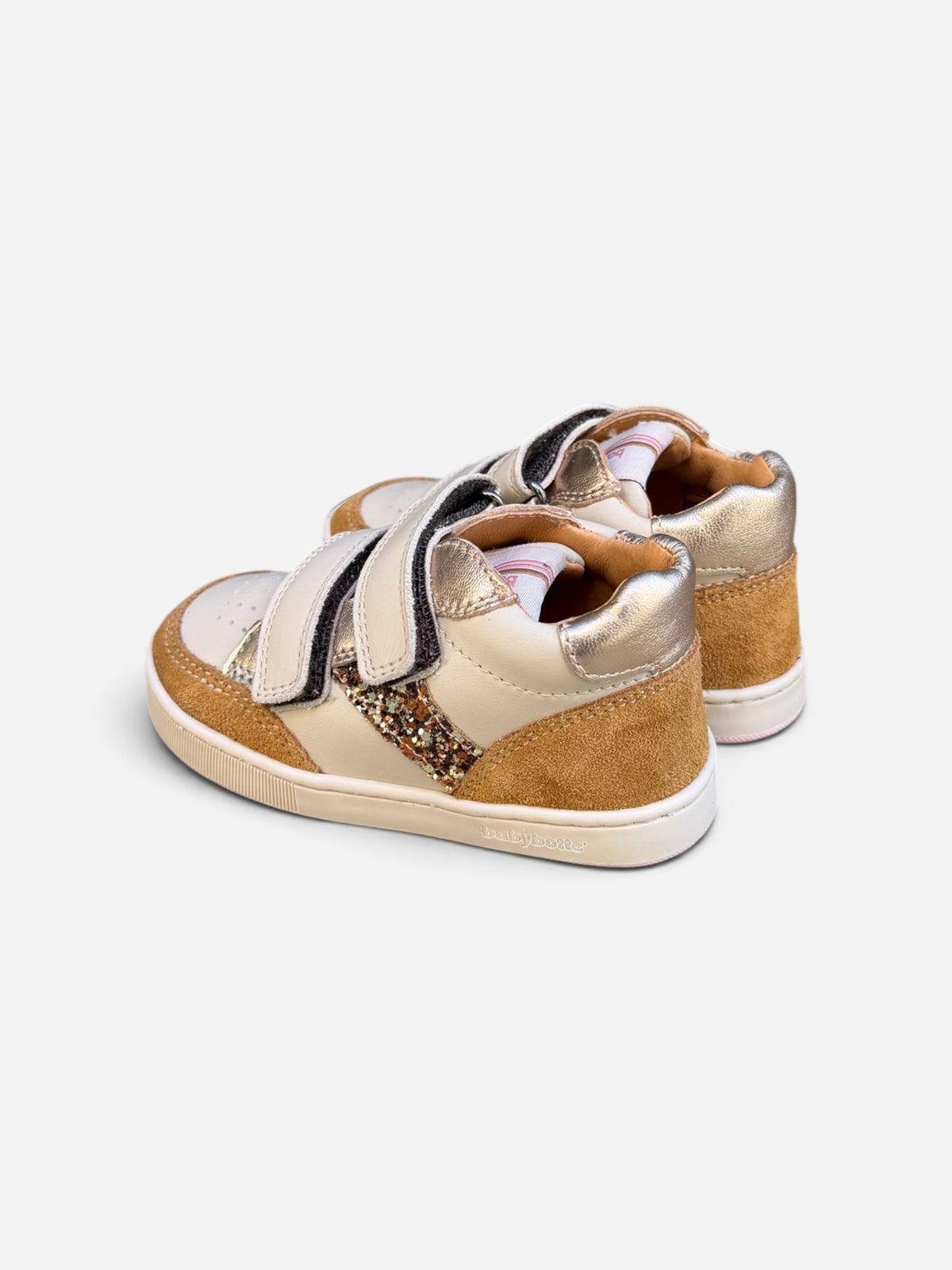 Baskets enfant Babybotte Formidable Scratch – Beige, camel & doré