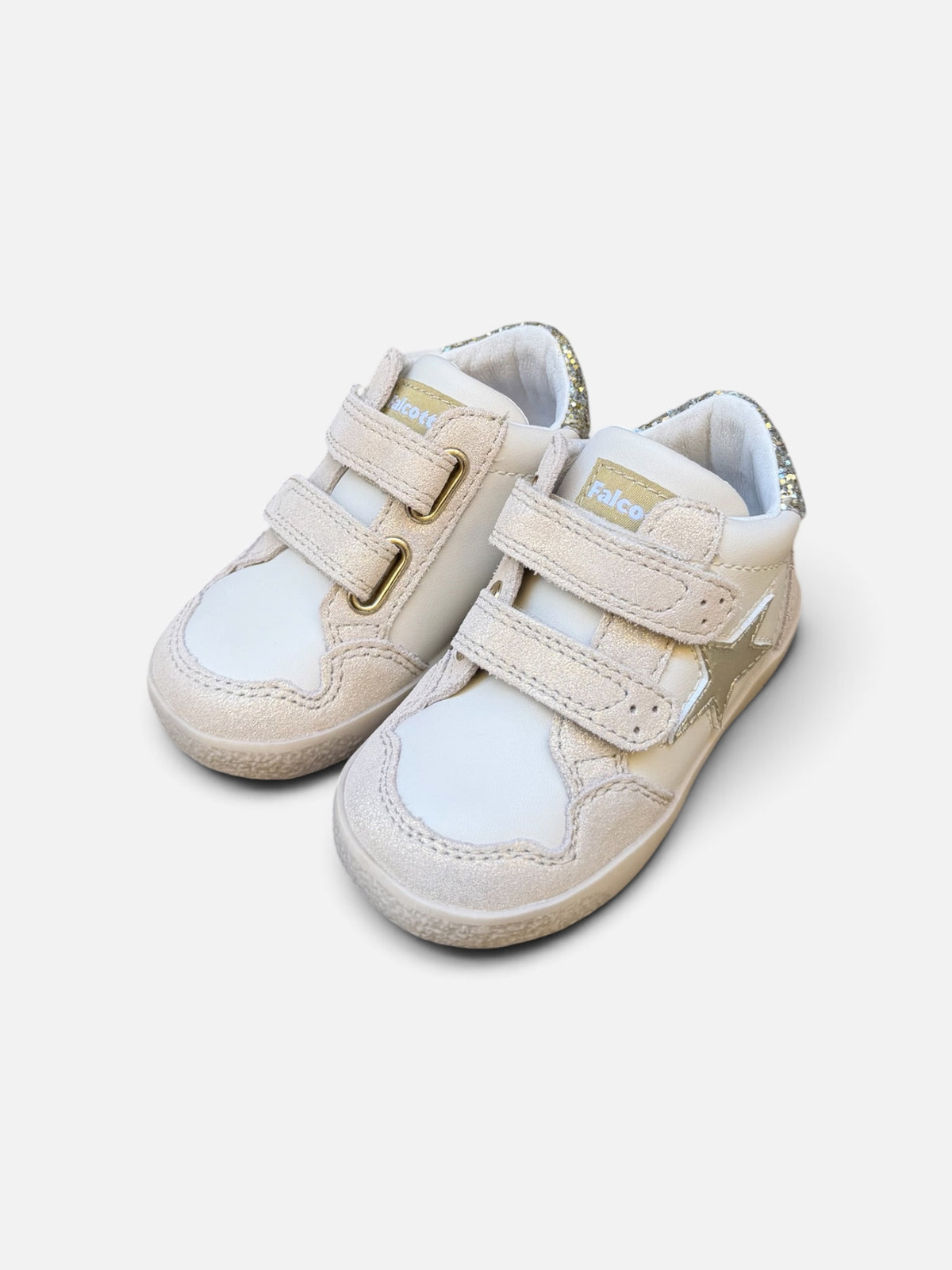 FALCOTTO – Baskets enfant Alnoite écru & doré