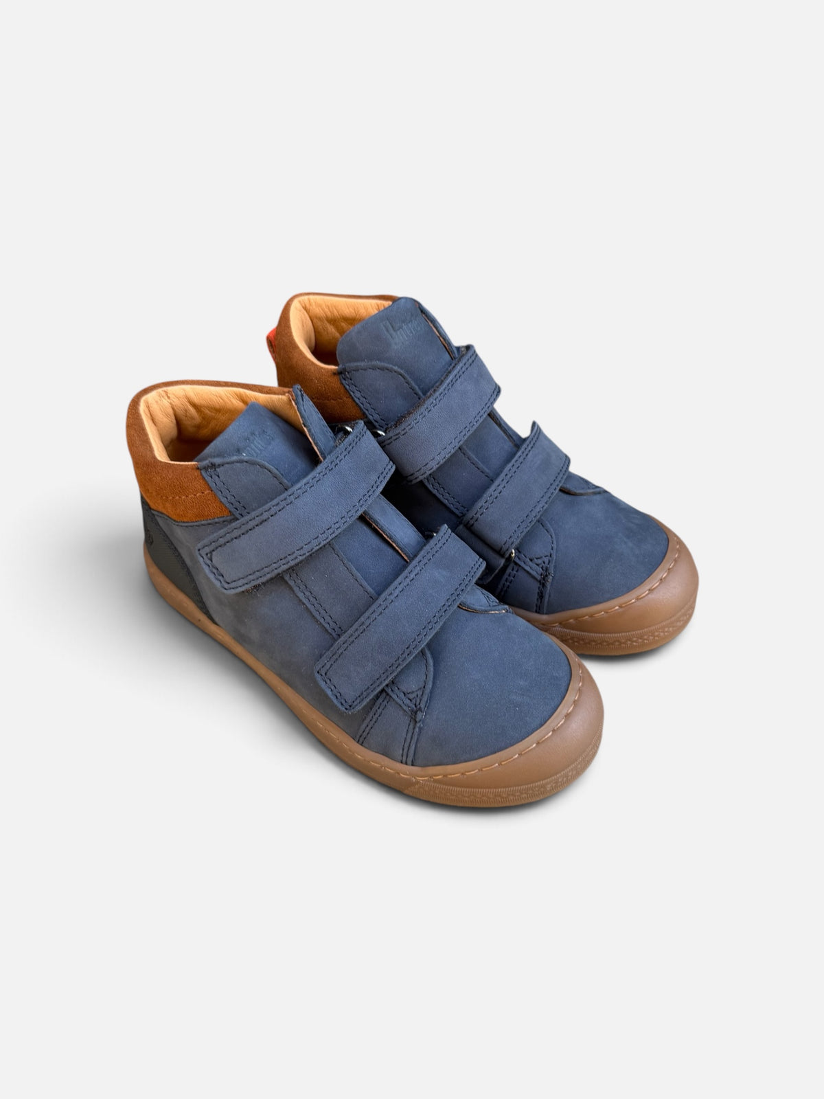 Baskets montantes enfant Babybotte Kiwi – Marine & Cognac