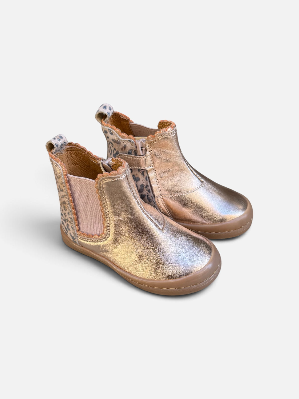Bottines fille Babybotte Alissia – Rose Gold & Léopard