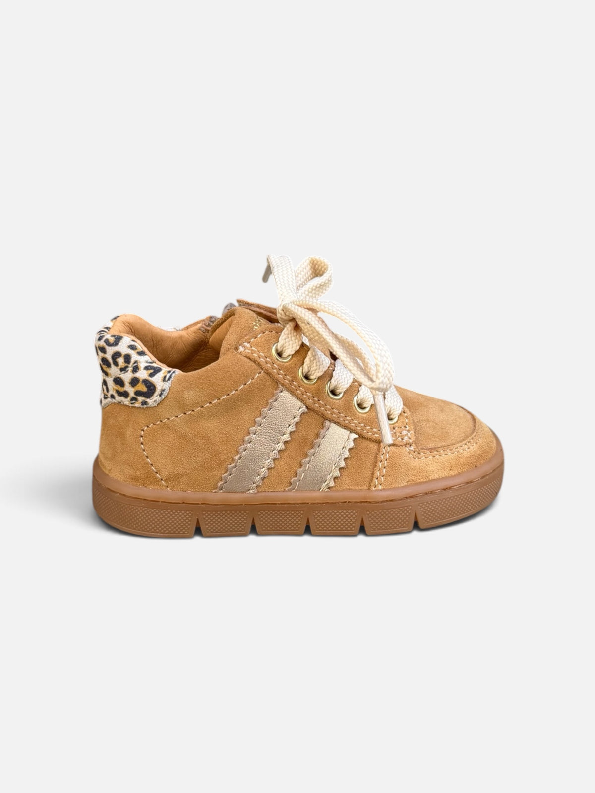 Baskets enfant Babybotte Farella – Camel & Léopard