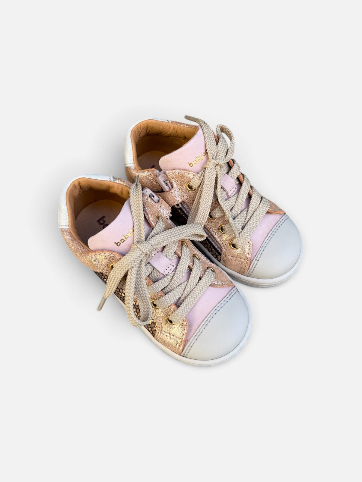 Baskets enfant Babybotte Frida – Rose poudré & doré