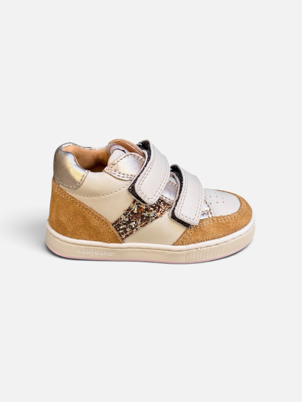 Baskets enfant Babybotte Formidable Scratch – Beige, camel & doré