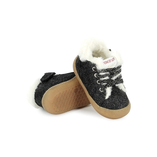Pom D’Api Yaka Walk Fur Velours Noir Argent